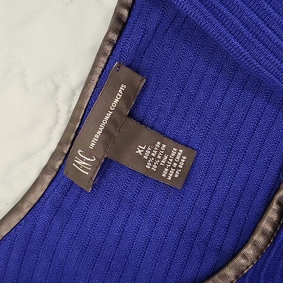 INC royal blue zip up peplum cardigan - Picture 6 of 9